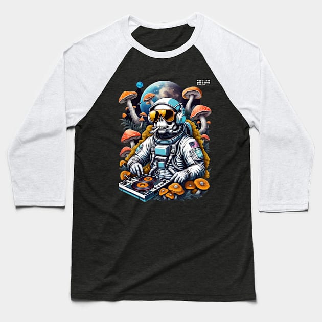 Psychedelic Dj Astronaut - Catsondrugs.com - astronaut, space, stars, galaxy, nasa, cool, planets, funny, universe, astros, astronomy, trippy, surreal, asteroidday, planet Scale Baseball T-Shirt by catsondrugs.com